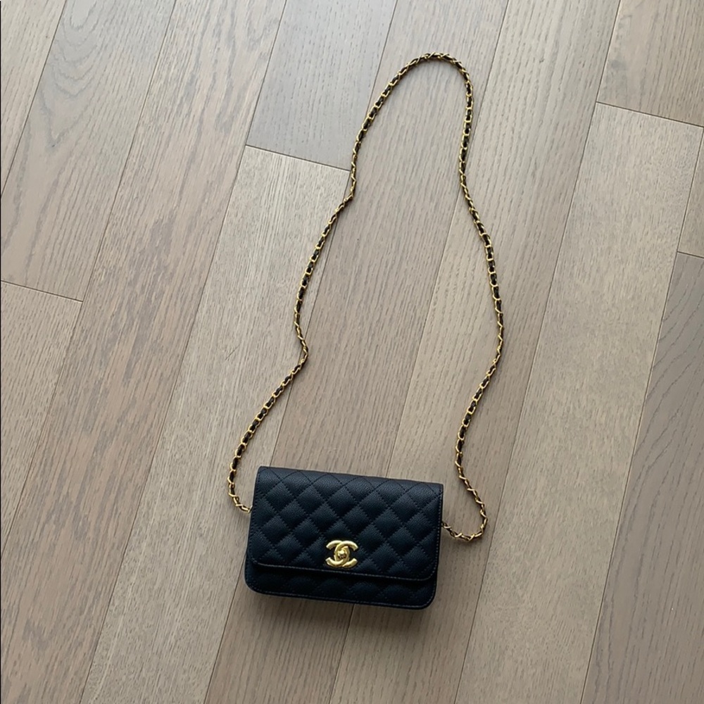 Black and gold cross body